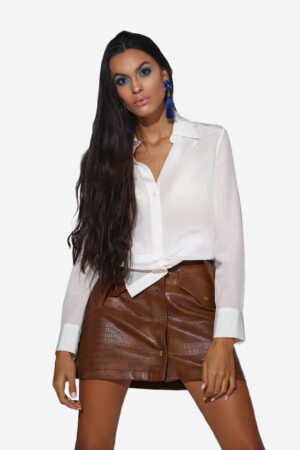 Silk long shirt white